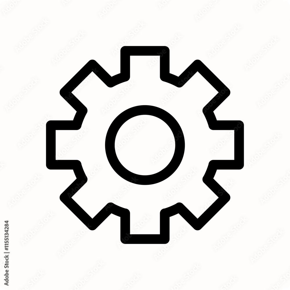 Black and White Gear Icon Symbolizing Mechanics or Technology Black and White Gear Icon Symbolizing Mechanics or Technology