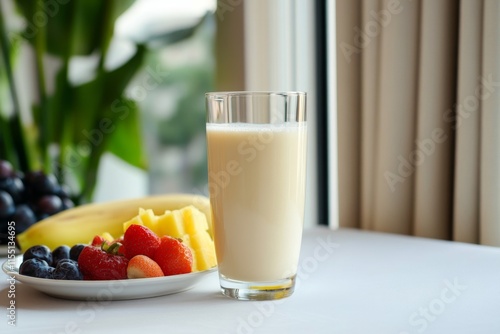 Refreshing Fruit Smoothie with Milk photo