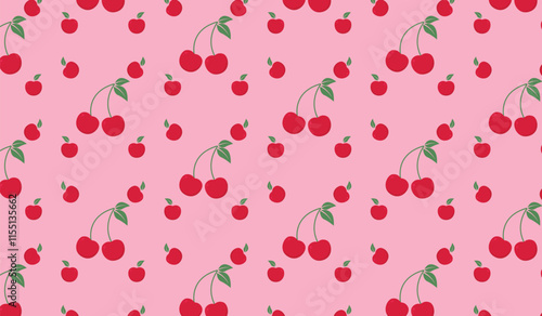 cherry seamless pattern fruit background vector design template
