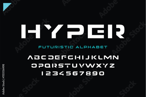 Modern Futuristic Font for Title, Header, Lettering, Logo, Monogram. Corporate Business Luxury Technology Typeface. Letters, Numbers Line art style.
