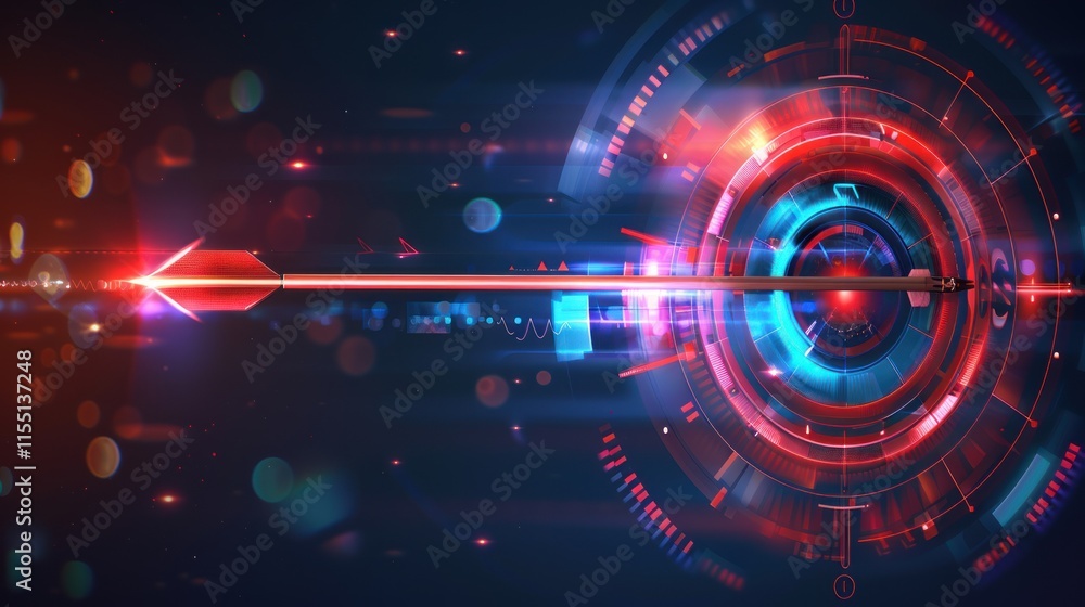 Obraz premium Digital Target: Arrow Striking Futuristic Interface