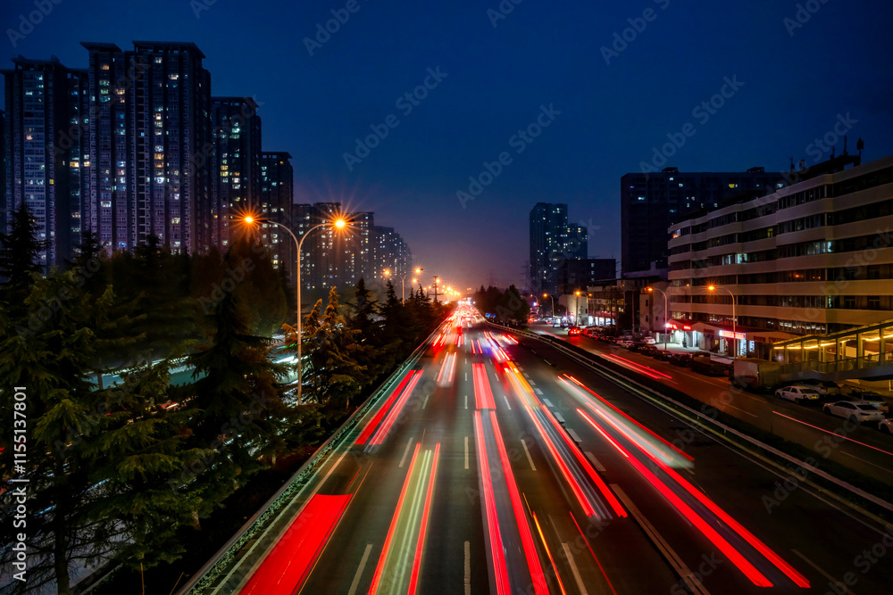 Fototapeta premium night city traffic
