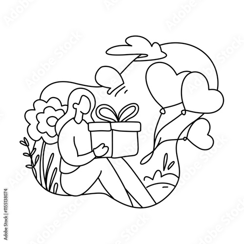 Gift of Love with Heart Accents
A beautifully illustrated scene showcasing a gift box with hearts and floral details. Perfect for romantic promotions, Valentine’s giveaways, or heartfelt branding