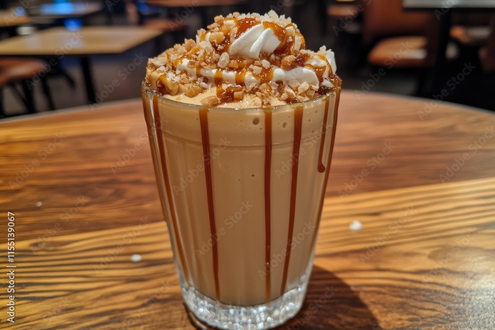 Caramel Iced Smoothie with Crispy Toppings Caramel Iced Smoothie with Crispy Toppings