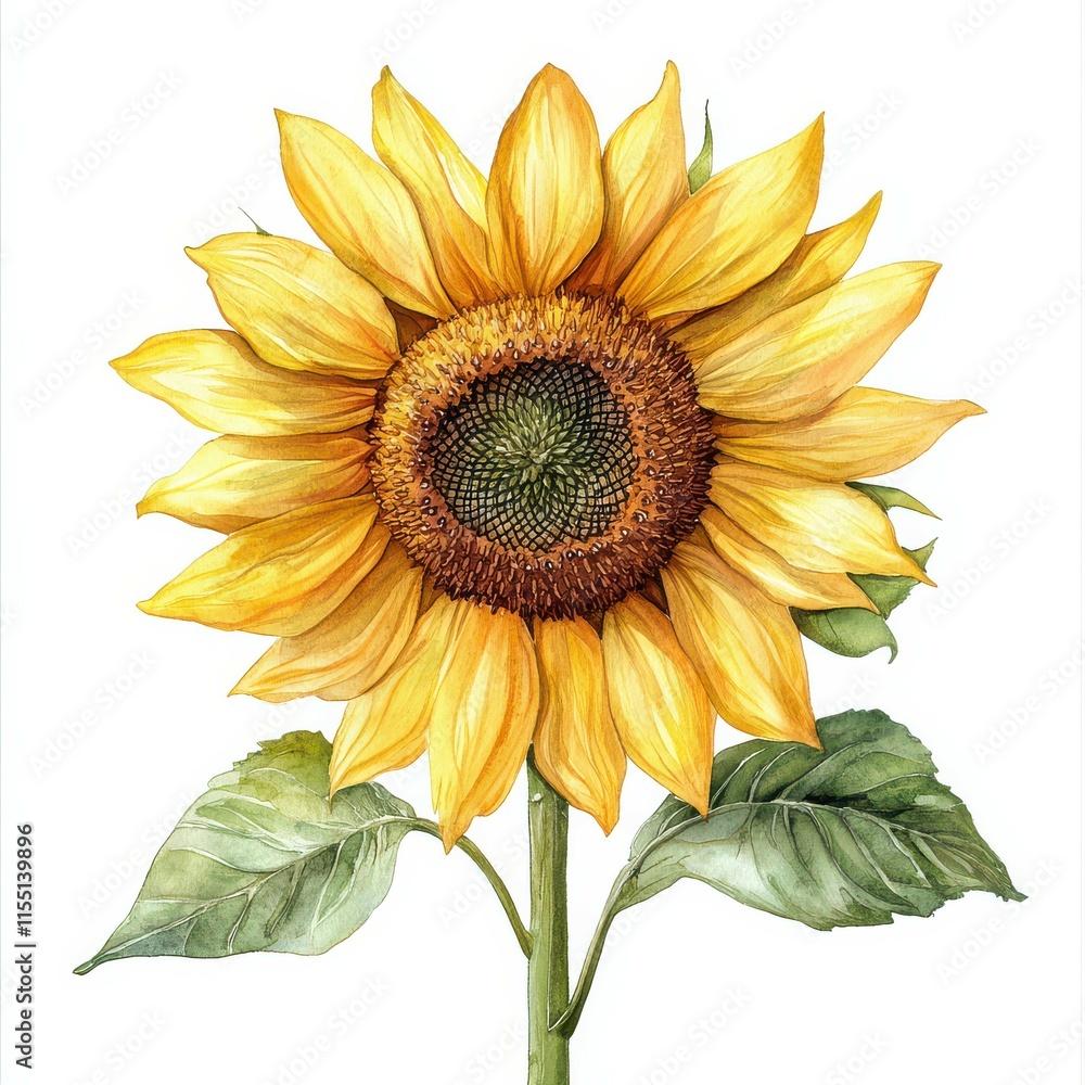 Fototapeta premium Watercolor Sunflower Illustration
