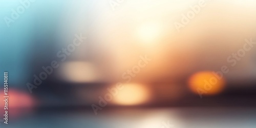 Blurred bright glowing lights of district in megapolis under dusk sky in evening on blurred background