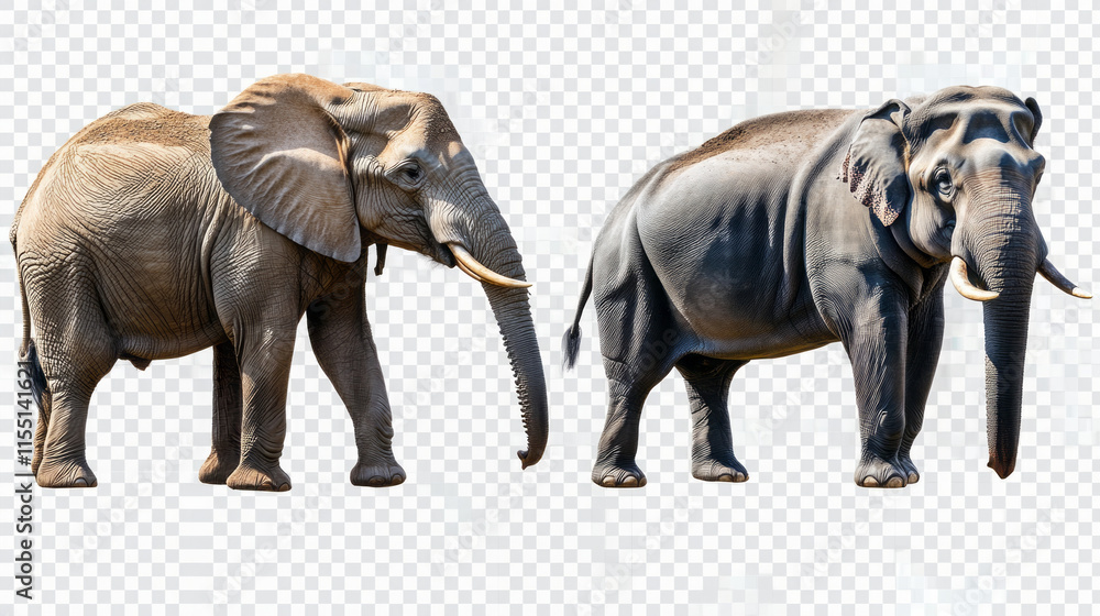 Obraz premium elephants side by side: comparing the majestic african and asian species