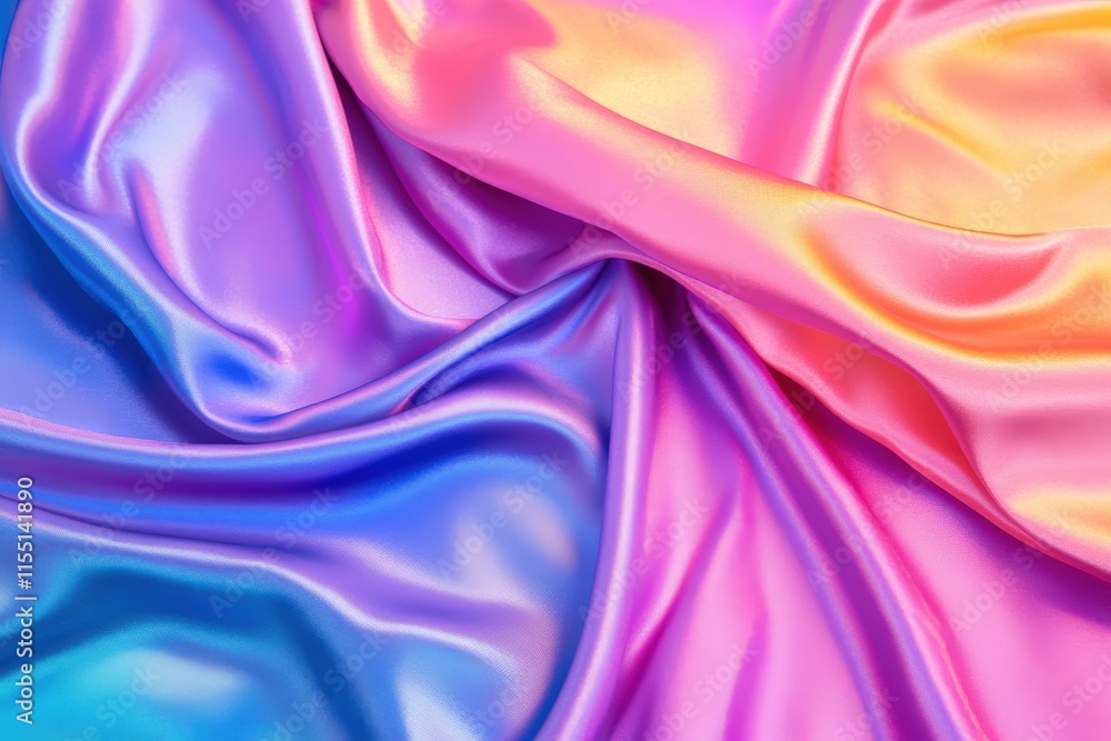 Fototapeta premium Colorful Satin Fabric Display Textile Studio Photography Soft Illumination Close-Up Textile Art