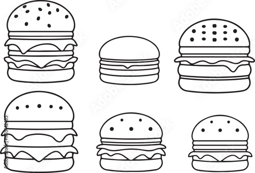 Burger icon set. cheese burger Symbol. hamburger sign. for mobile concept and web design. vector illustration on white background