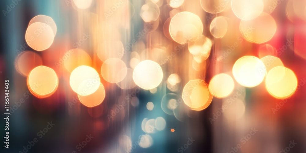 Obraz premium Blurred bright glowing lights of district in megapolis under dusk sky in evening on blurred background