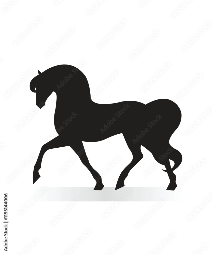 Obraz premium Icon Vector black rocking horse silhouette toy isolated on white background 