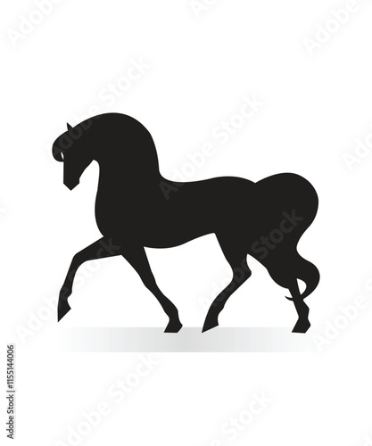 Icon Vector black rocking horse silhouette toy isolated on white background 