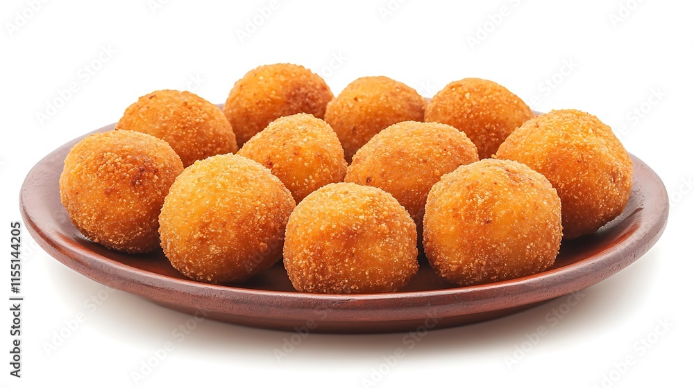 Fried chicken nuggets on a plate isolated on white background Fried chicken nuggets on a plate isolated on white background