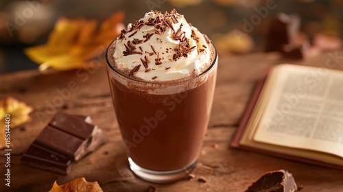 Cozy Hot Chocolate with Whipped Cream and Chocolate Shavings