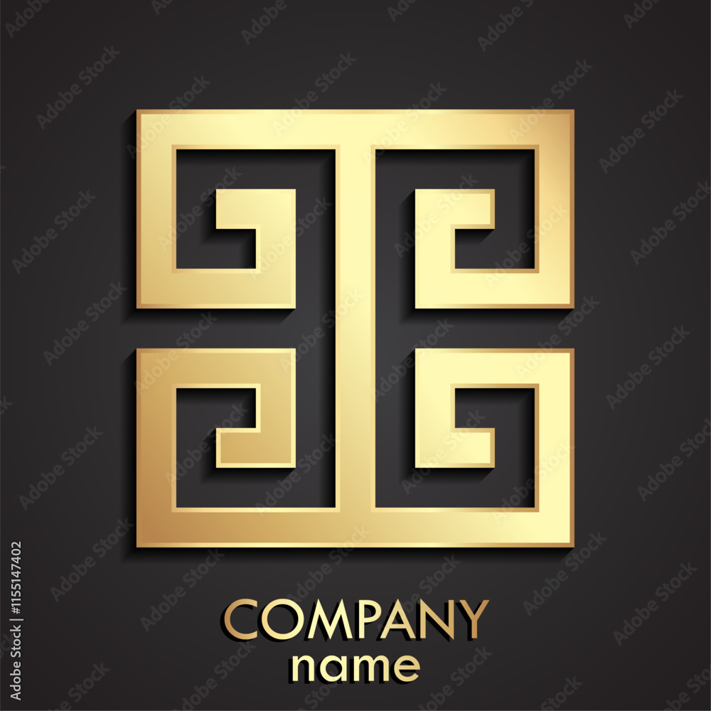 3d gold geometric angular square logo design 3d gold geometric angular square logo design