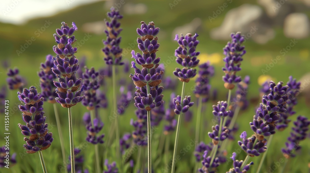 Obraz premium Field of blooming lavender plants