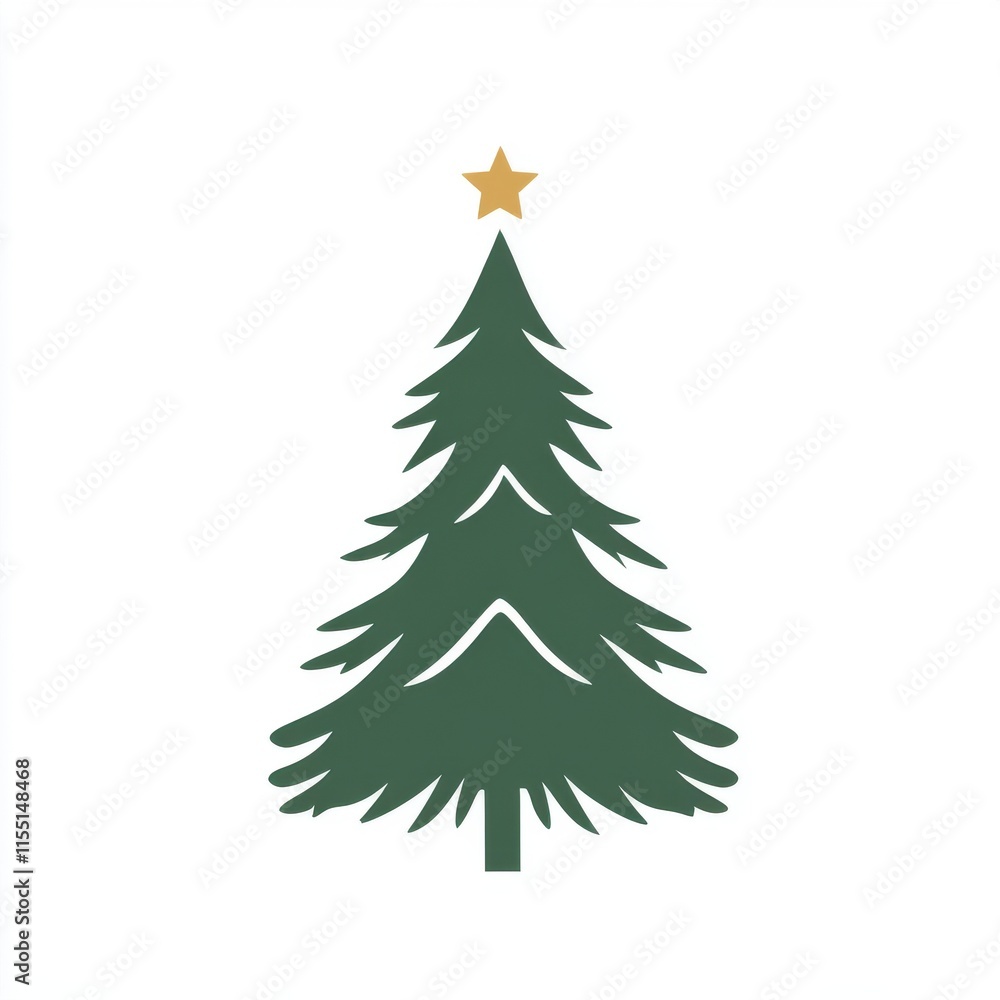 A simple yet festive illustration of a green Christmas tree topped with a golden star, symbolizing holiday cheer. A simple yet festive illustration of a green Christmas tree topped with a golden star, symbolizing holiday cheer.