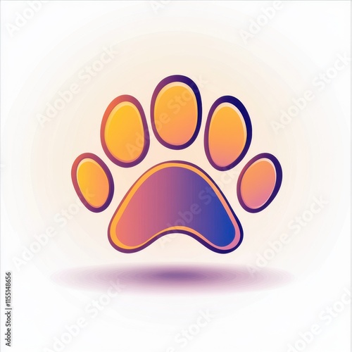 Colorful paw print icon with a gradient effect, showcasing creativity and playfulness.