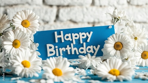 Cheerful blue with the word 