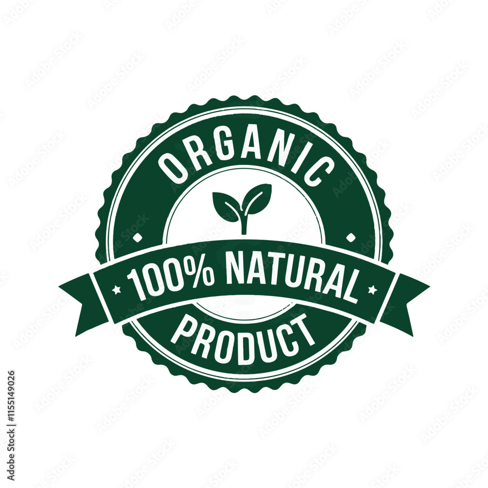Obraz premium organic product 100% natural, green badge eco-friendly organic label
