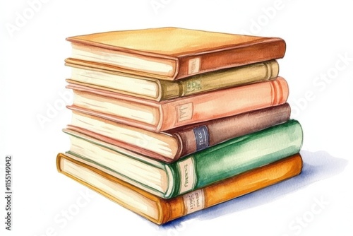 A stack of vintage books in various colors, showcasing the charm of classic literature and nostalgia. photo