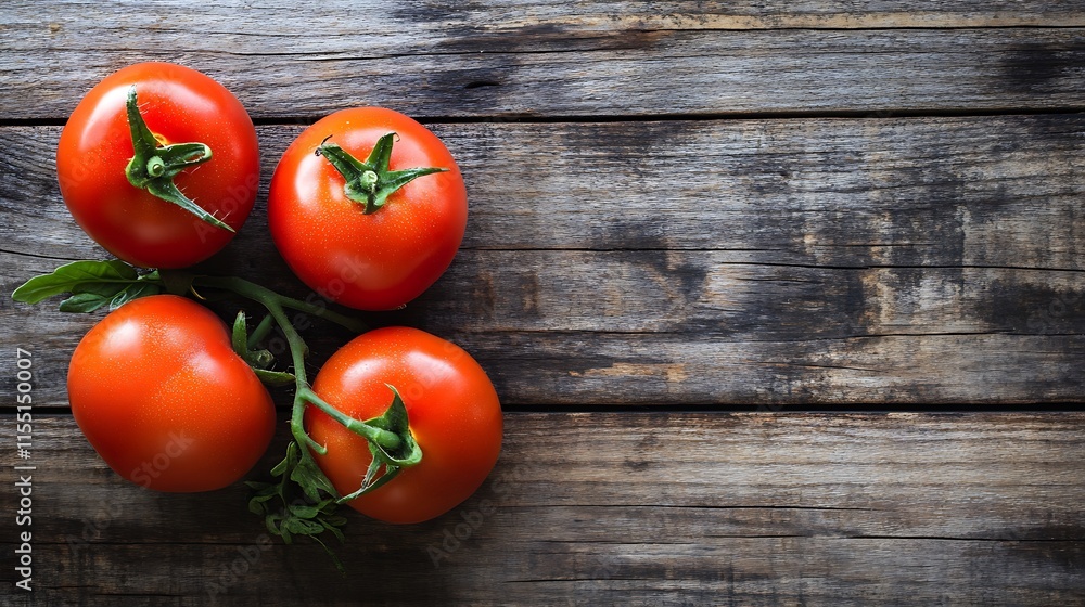 Fresh Red Tomatoes on Rustic Wooden Background Fresh Red Tomatoes on Rustic Wooden Background