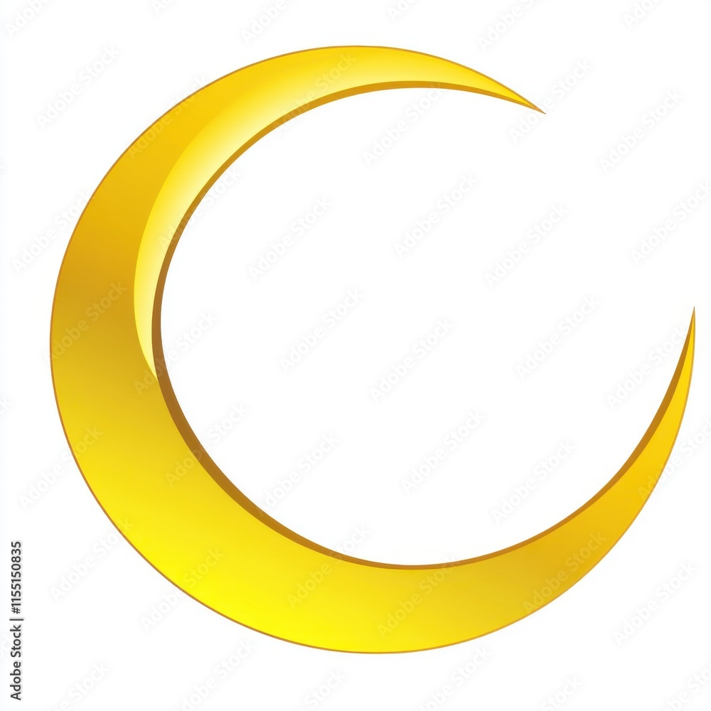 A vibrant golden crescent moon symbol, embodying tranquility and mystique. A vibrant golden crescent moon symbol, embodying tranquility and mystique.