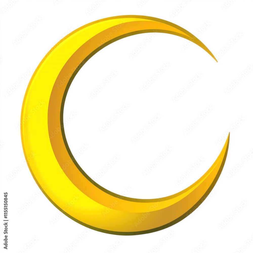 A stylized golden crescent moon icon on a clean white background. A stylized golden crescent moon icon on a clean white background.