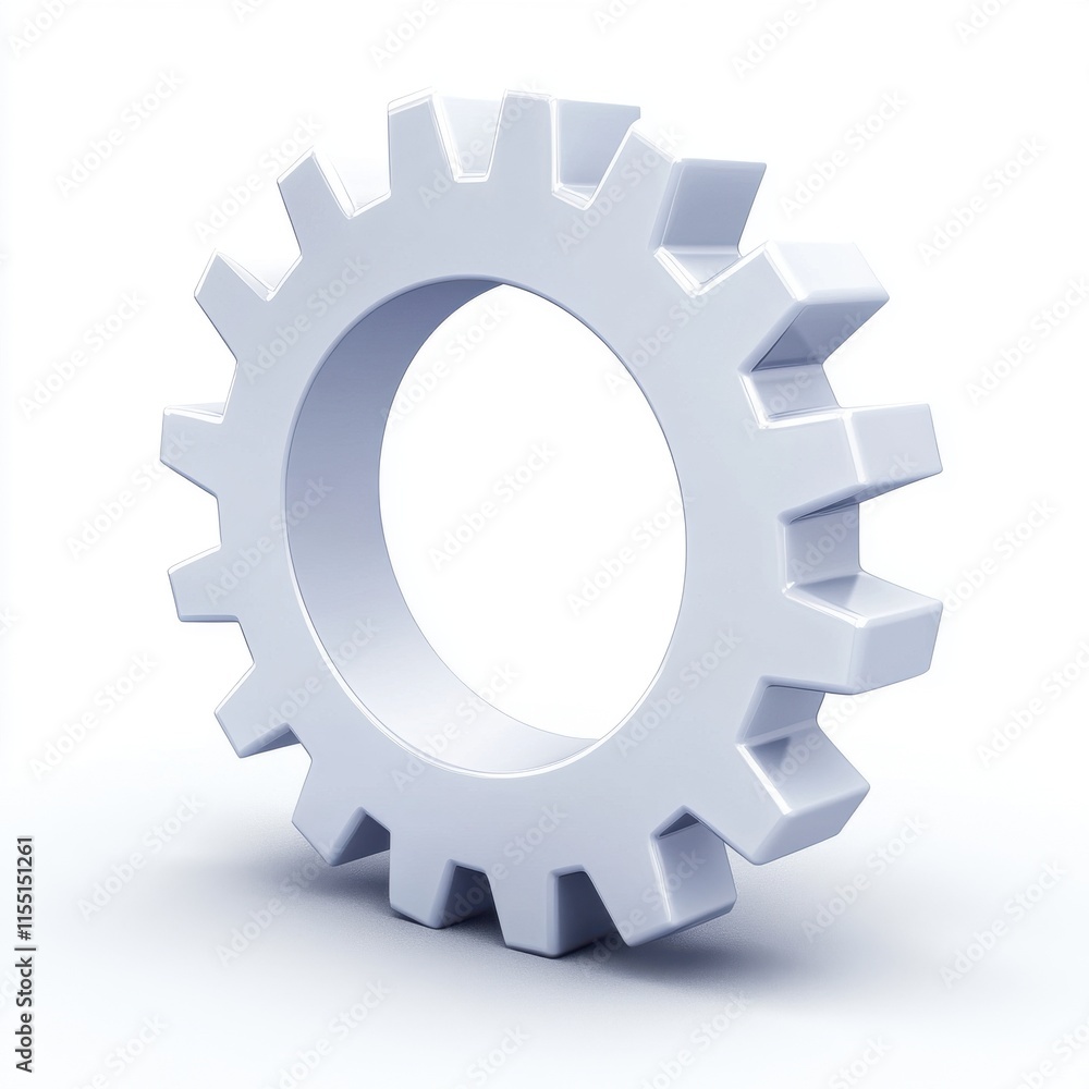 A sleek white gear with sharp edges, symbolizing precision and engineering, against a minimalist background. A sleek white gear with sharp edges, symbolizing precision and engineering, against a minimalist background.