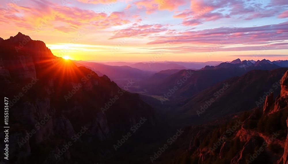 Fototapeta premium Majestic Mountain Range Sunset Landscape