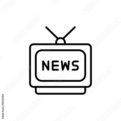 News tv outline icons, minimalist vector illustration ,simple transparent graphic element .Isolated on white background