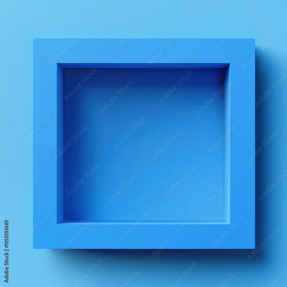 A vibrant blue square frame against a matching background, creating a minimalist and modern aesthetic. A vibrant blue square frame against a matching background, creating a minimalist and modern aesthetic.