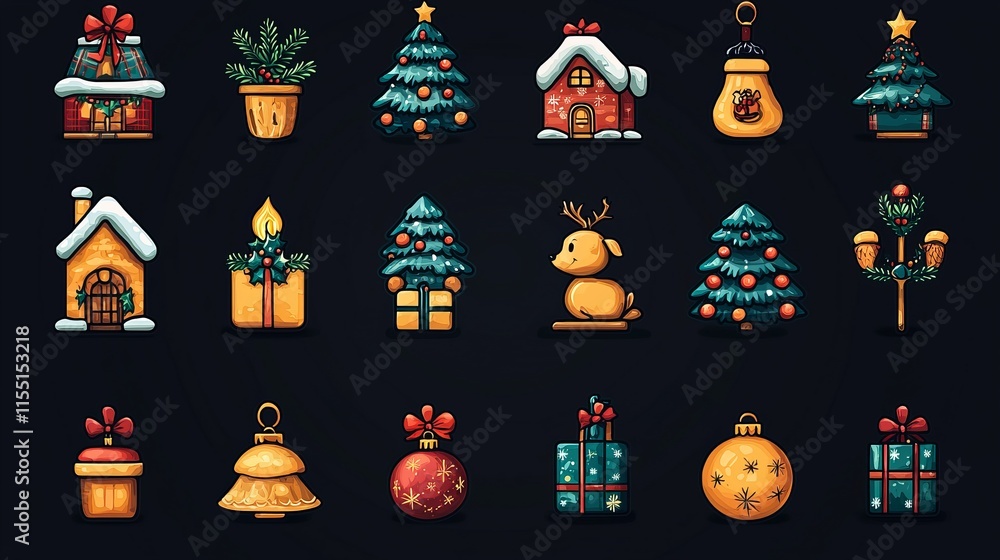 Fototapeta premium Winter Holiday Icon Set