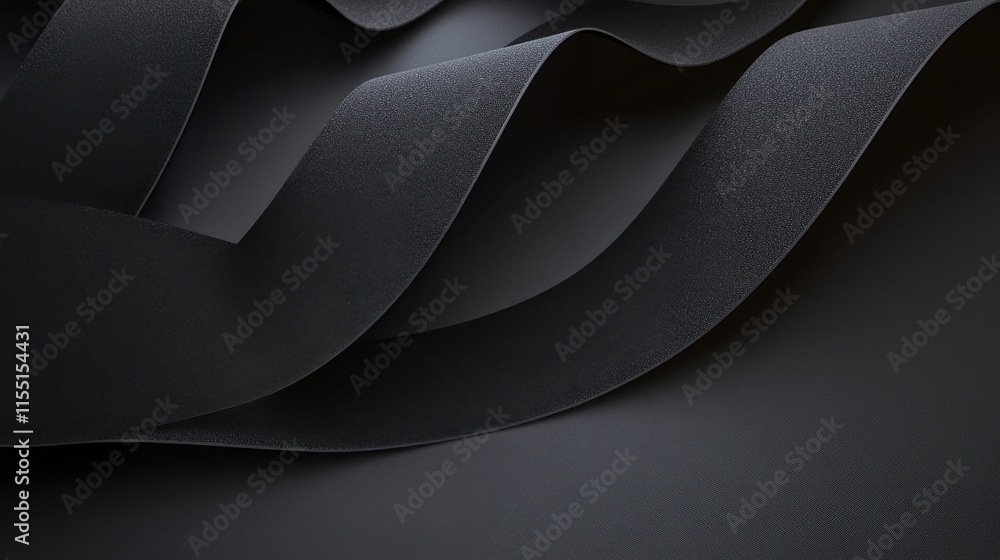 Fototapeta premium An abstract composition of flowing black fabric showcasing smooth curves and elegant shadows.