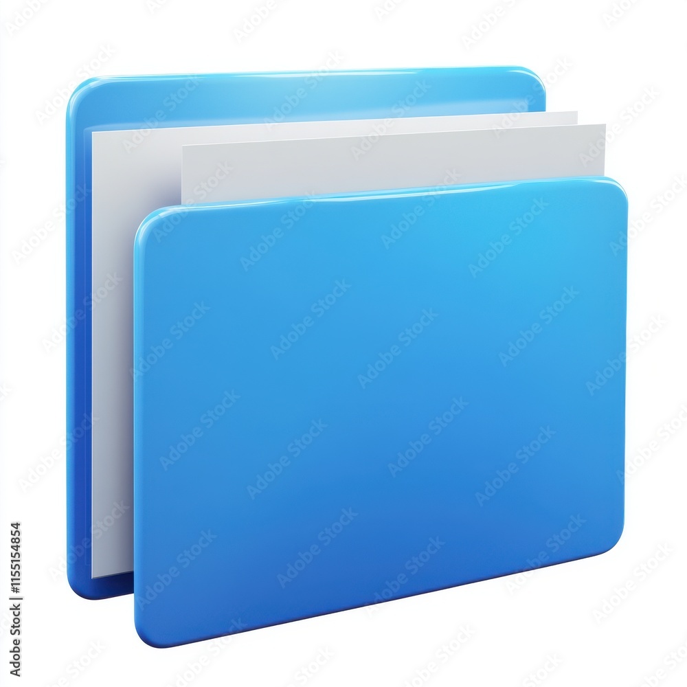 Two blue file folders with blank sheets, representing organization and productivity. Two blue file folders with blank sheets, representing organization and productivity.