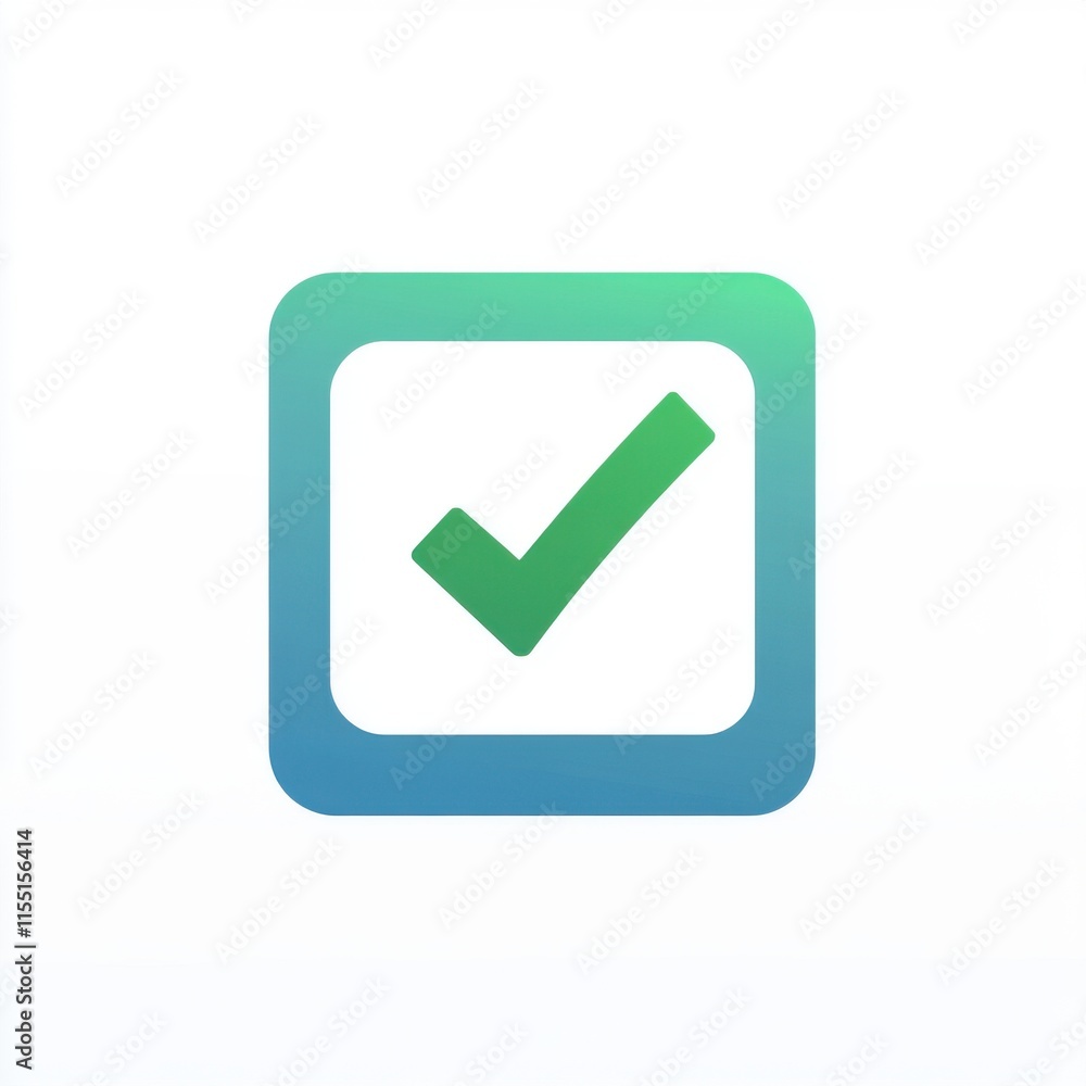 A modern green checkmark icon representing approval and confirmation on a sleek gradient background. A modern green checkmark icon representing approval and confirmation on a sleek gradient background.
