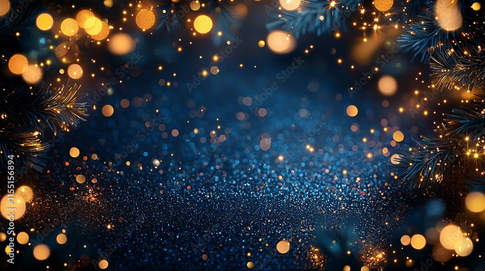 Fototapeta premium Abstract Blue and Gold Bokeh Background
