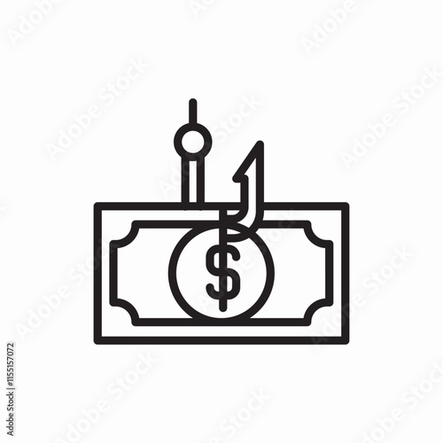 money dollar fishing rod icon vector sign