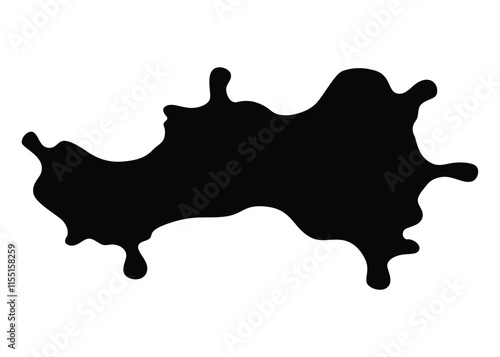 Paint blot icon. Splash for design use. Grunge shape. Dirty stain or silhouette. Black ink splash