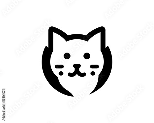Cat logo vector. Silhouette simple. Flat style. Black cat icon logo. Logo design template. Vector illustration. Animal logotype concept. 