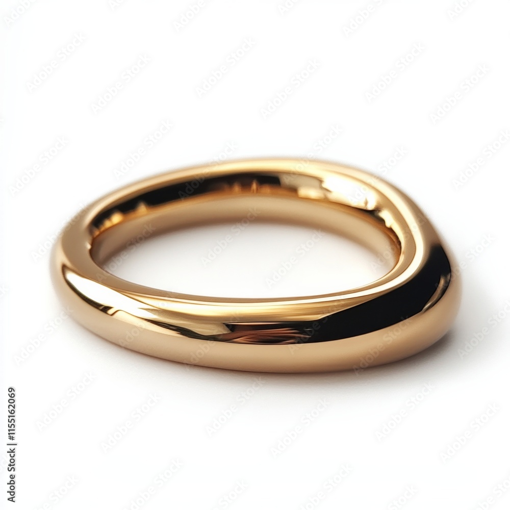 Elegant minimalist gold bangle on white background Elegant minimalist gold bangle on white background