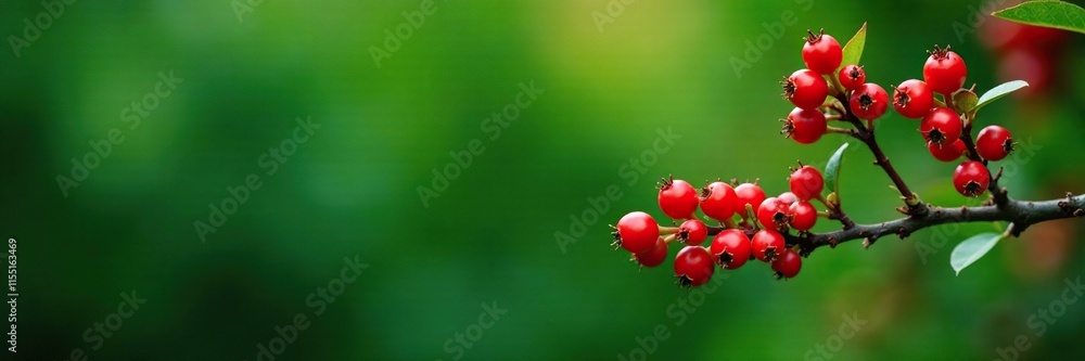 A barberry bush with bright red berries against a green background, thorny shrub, barberry, red berries A barberry bush with bright red berries against a green background, thorny shrub, barberry, red berries