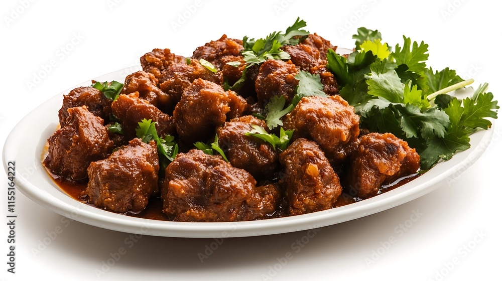 fried pork ribs on a plate isolated on white background. Top view fried pork ribs on a plate isolated on white background. Top view