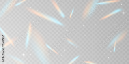 Light effect and zigzag ribbon falling from above on a beam of light, tinsel vector