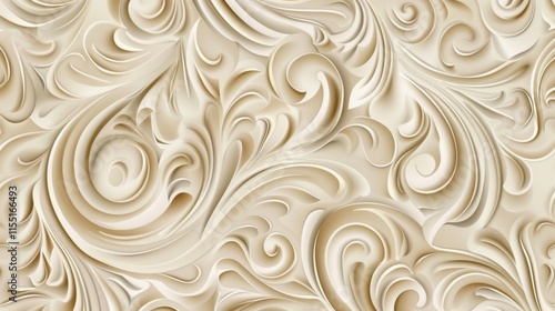 Elegant Cream-colored Seamless Pattern with Intricate Swirls