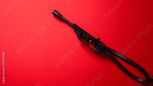 Black Submachine Gun on Red Background photo