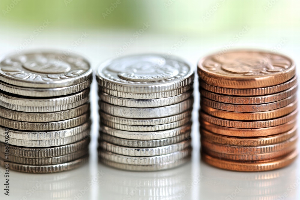 Stacks of Coins, Financial Savings, Currency Stacks of Coins, Financial Savings, Currency