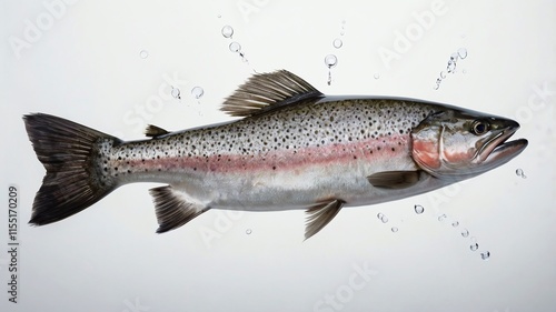 gray atlantic salmon fish on white background