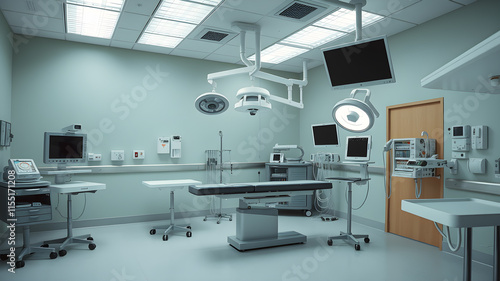 Operating room in hospital. Generative AI