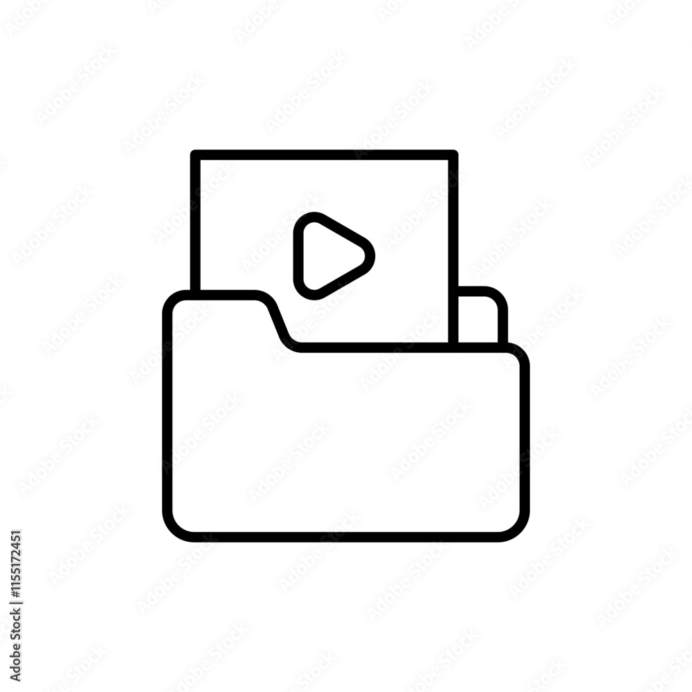Video archive outline icons, minimalist vector illustration ,simple transparent graphic element .Isolated on white background